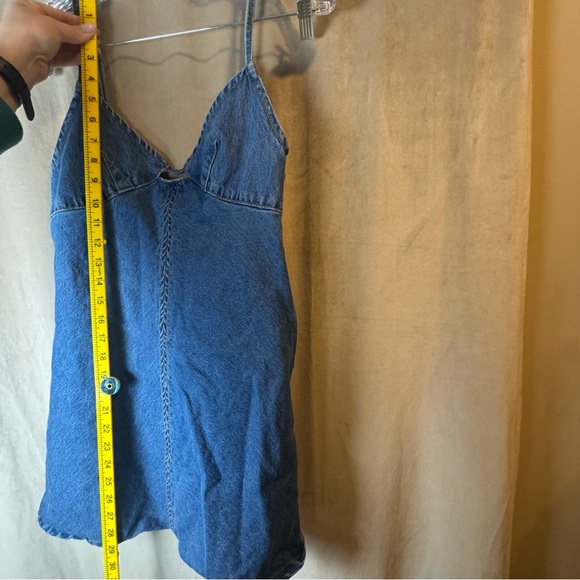Princess Polly Arwen Denim Mini Dress Blue Slip Dress with Cutout Detail Size 4 - Picture 9 of 10